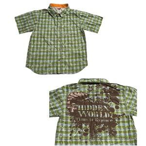 Shilar “Hidden World” chameleon button down shirt 5y